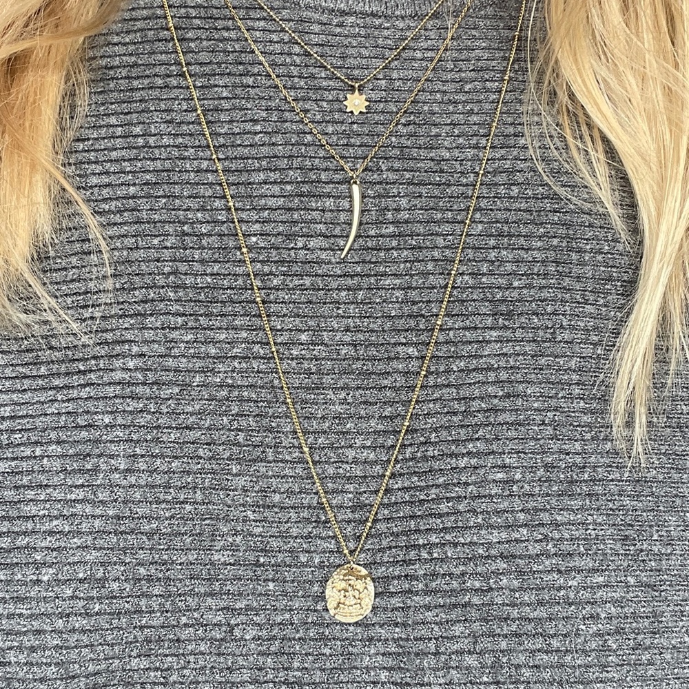 Gold Layered Necklace with various pendants
